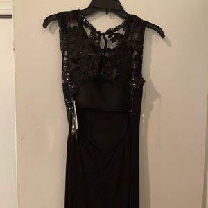 sequin black gown